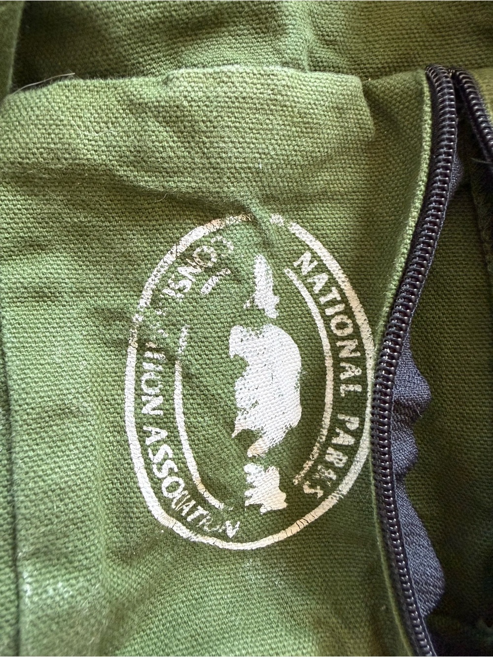 Green Canvas Waist Bag with Front Zip Pocket - Picture 2 of 3